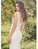 Ivory Geometric Lace V Back Wedding Dress